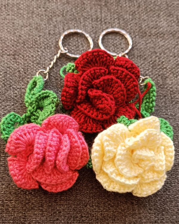 Llavero rosas crochet
