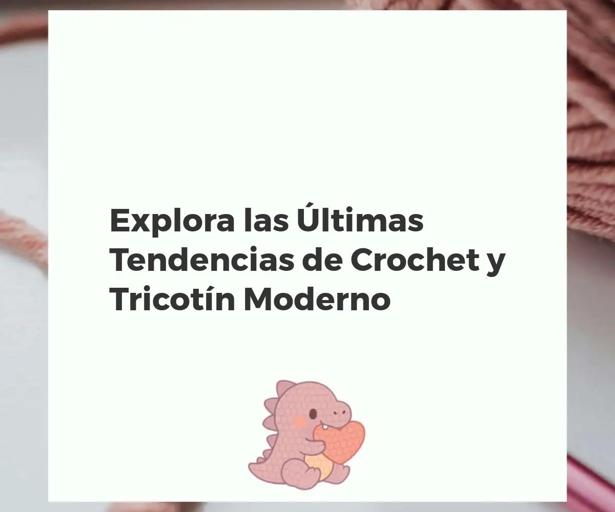 Composición de proyectos modernos de crochet y tricotín con colores vibrantes y texturas, herramientas de tejer y lanas.