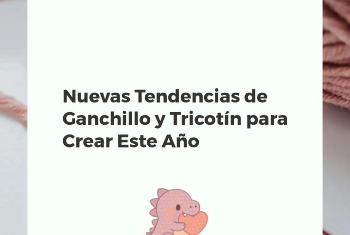 Composición de proyectos de ganchillo y tricotín modernos, con hilos y agujas, destacando tendencias actuales.